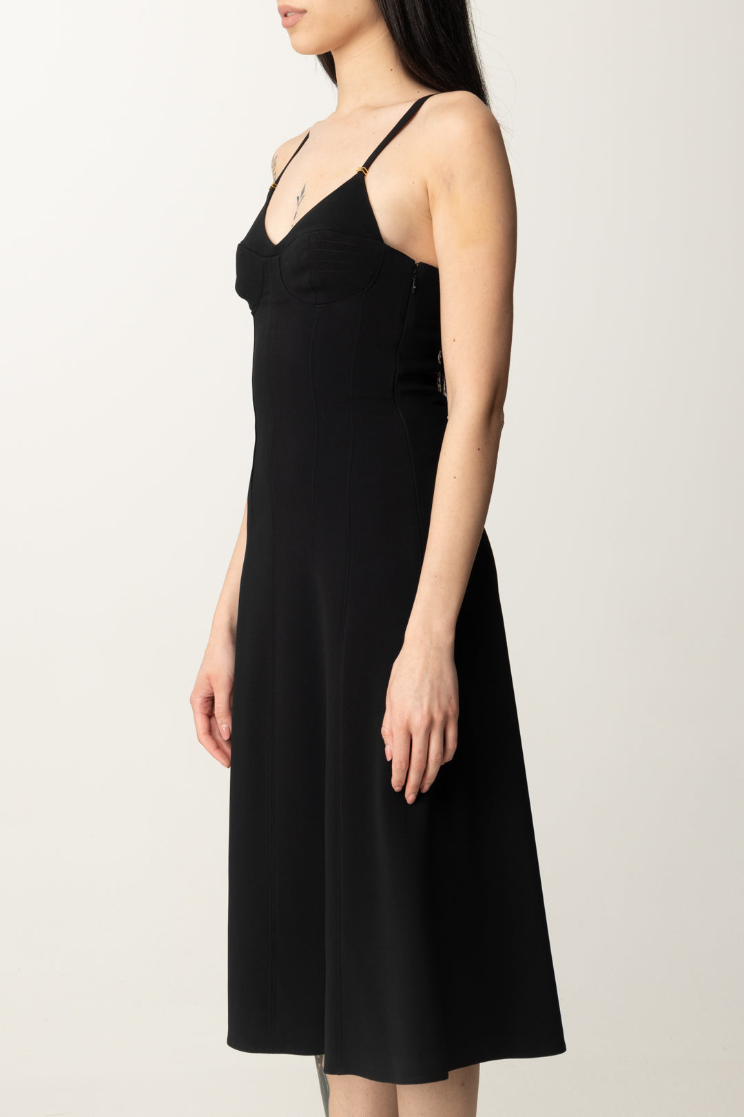 Elisabetta Franchi Abito Longuette con Criss-cross AB74852E2 NERO