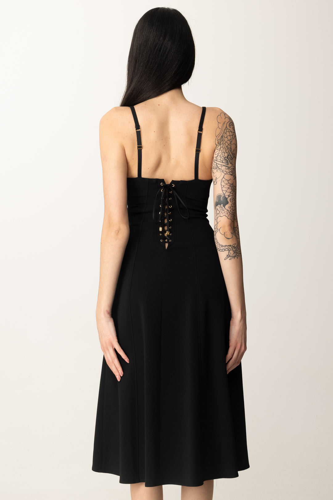 Elisabetta Franchi Abito Longuette con Criss-cross AB74852E2 NERO