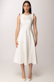 Elisabetta Franchi Abito Longuette In Duchesse con Spalle Gioiello AB95462E2 AVORIO