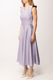 Elisabetta Franchi Abito Longuette In Duchesse con Spalle Gioiello AB95462E2 LILLA