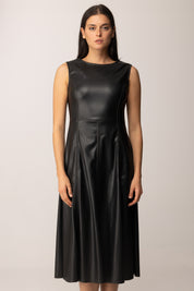 Khloe Femme Abito Longuette In Ecopelle BLACK