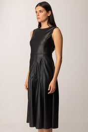 Khloe Femme Abito Longuette In Ecopelle BLACK