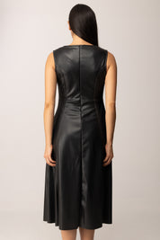 Khloe Femme Abito Longuette In Ecopelle BLACK