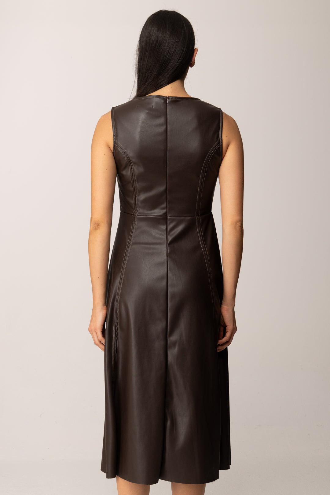 Khloe Femme Abito Longuette In Ecopelle MORO