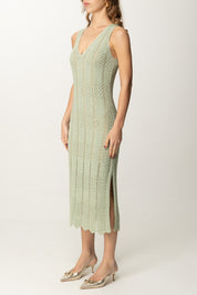 Twin-set Abito Longuette In Maglia con Lurex 251TT319A WATER GREEN LUREX