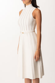 Elisabetta Franchi Abito Longuette In Maglia con Trama à Jour AM02S56E2 MILK