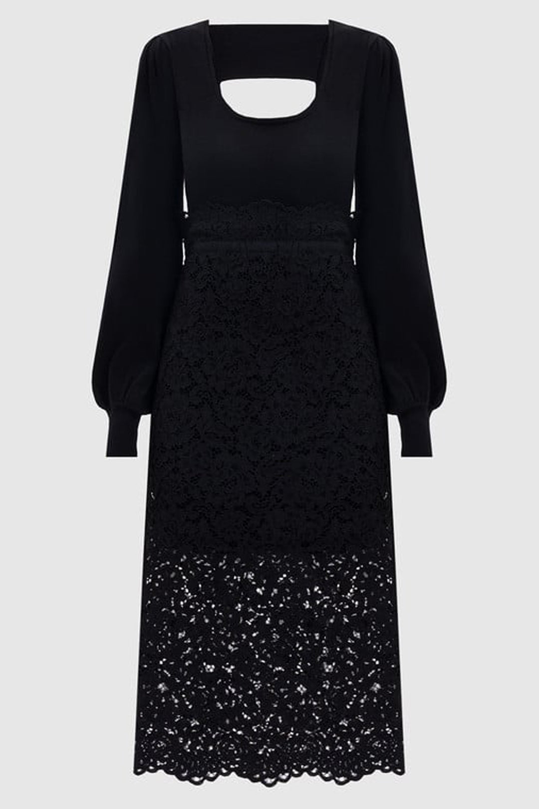 Twin-set Abito Longuette In Maglia e Pizzo 252TP3030 NERO