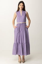 Twin-set Abito Longuette In Popeline Balza e Cintura 251TT2101 COLD LAVENDER