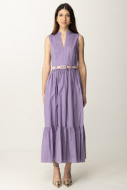 Twin-set Abito Longuette In Popeline Balza e Cintura 251TT2101 COLD LAVENDER