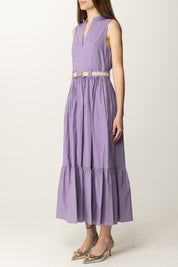 Twin-set Abito Longuette In Popeline Balza e Cintura 251TT2101 COLD LAVENDER