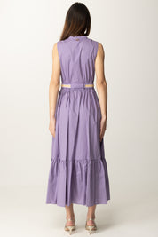 Twin-set Abito Longuette In Popeline Balza e Cintura 251TT2101 COLD LAVENDER