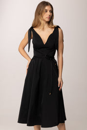 Elisabetta Franchi Abito Longuette In Vela con Cinturino AB90361E2 NERO