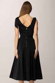 Elisabetta Franchi Abito Longuette In Vela con Cinturino AB90361E2 NERO