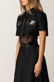 Elisabetta Franchi Abito Longuette In Vela con Inserto In Tulle AB82957E2 NERO