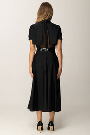 Elisabetta Franchi Abito Longuette In Vela con Inserto In Tulle AB82957E2 NERO