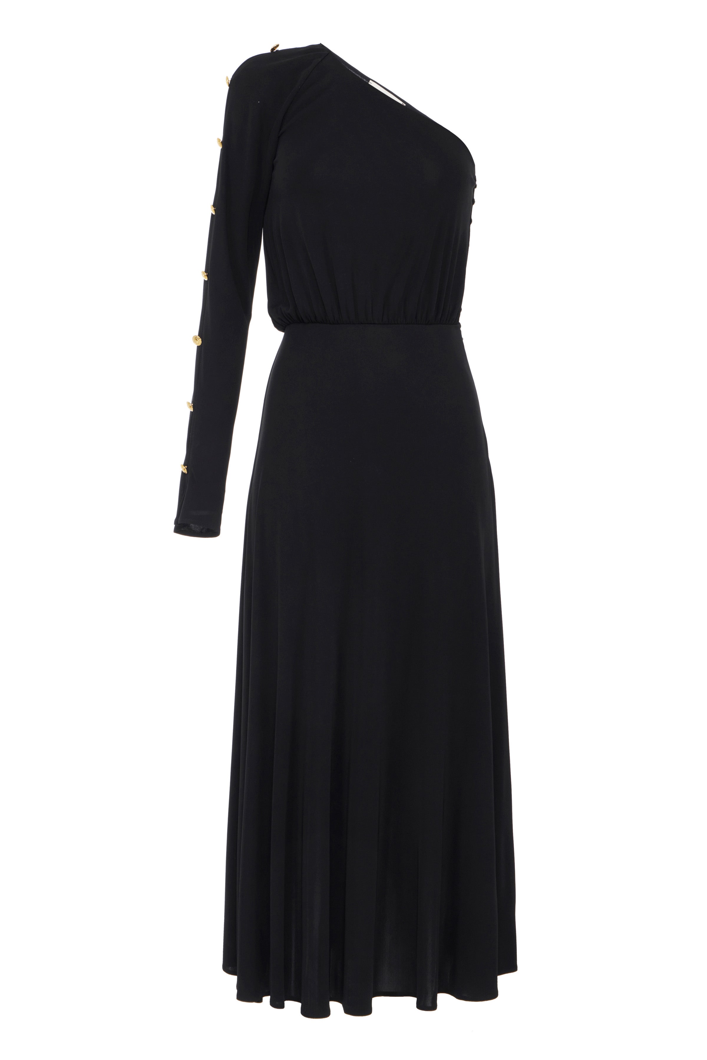 Elisabetta Franchi Woman Longuette Dress with Buttons AB80252E2 BLACK Khloefemme Elisabetta Franchi Woman Longuette Dress with Buttons AB80252E2 BLACK Khloefemme