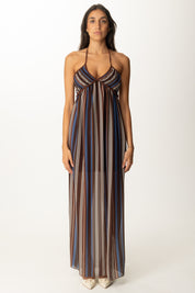 Khloe Femme Abito Lungo a Righe con Schiena Scoperta FANTASIA