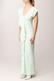 Patrizia Pepe Abito Lungo Aderente con Maxi Volant 2A3036 A738 LIGHT AQUA