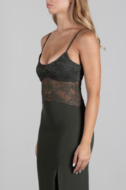 Patrizia Pepe Abito Lungo Aderente In Crêpe Stretch 8A0489 A737 MYSTERIOUS GREEN