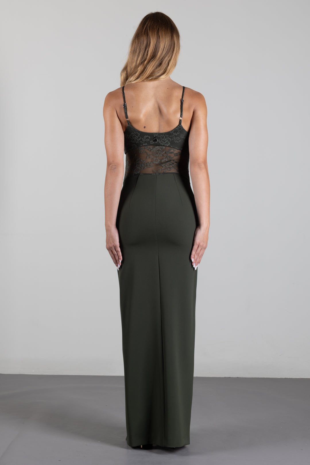 Patrizia Pepe Abito Lungo Aderente In Crêpe Stretch 8A0489 A737 MYSTERIOUS GREEN