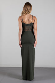 Patrizia Pepe Abito Lungo Aderente In Crêpe Stretch 8A0489 A737 MYSTERIOUS GREEN