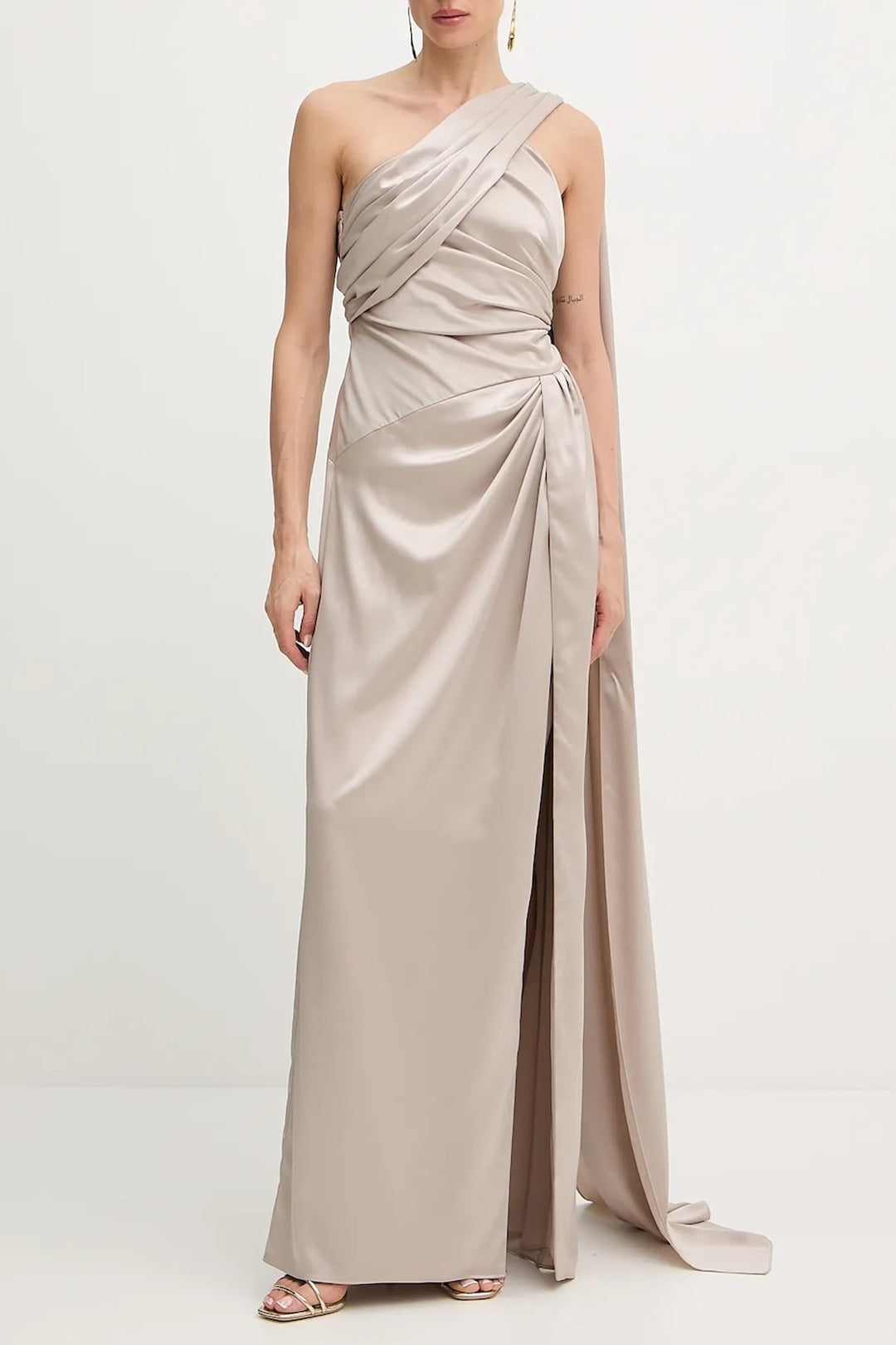 Marciano By Guess Abito Lungo Aretha Monospalla con Strascico 5YGK01 7246A VELVET TAUPE