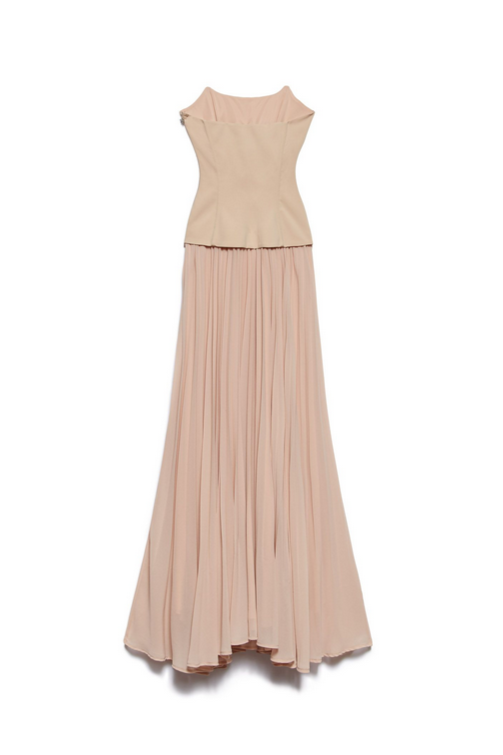 Aniye By Abito Lungo Bella con Bustier e Gonna Plissé 185317 SOFT SKIN :PE26