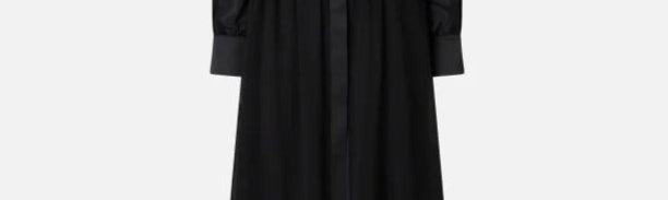 Pinko Abito Lungo Chemisier con Plastron e Trasparenze NERO LIMOUSINE