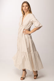 Aniye By Abito Lungo con Balze e Scollo a V 185309 IVORY PE26