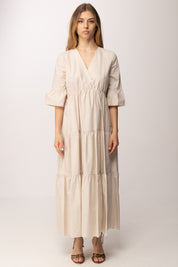 Aniye By Abito Lungo con Balze e Scollo a V 185309 IVORY PE26