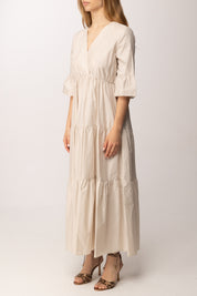 Aniye By Abito Lungo con Balze e Scollo a V 185309 IVORY PE26