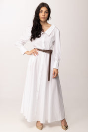 Imperial Abito Lungo con Cintura e Scollo Ampio AGCPLFP BIANCO