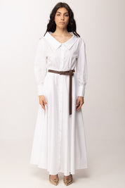Imperial Abito Lungo con Cintura e Scollo Ampio AGCPLFP BIANCO