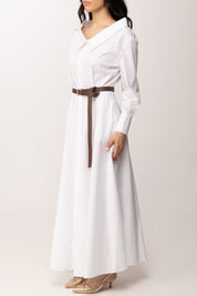 Imperial Abito Lungo con Cintura e Scollo Ampio AGCPLFP BIANCO