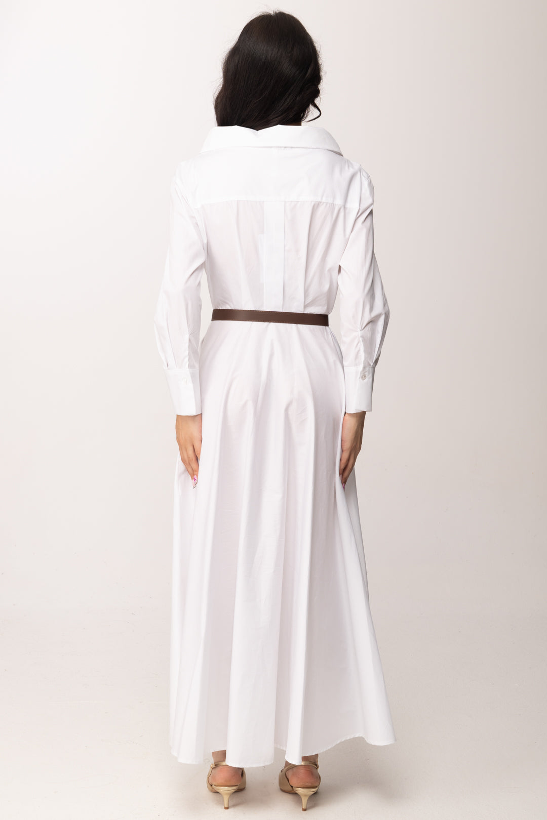 Imperial Abito Lungo con Cintura e Scollo Ampio AGCPLFP BIANCO