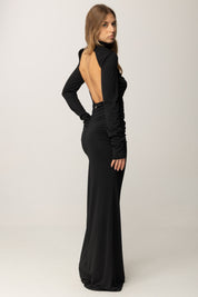 Aniye By Abito Lungo con Collo Alto Fleur 181296 BLACK..