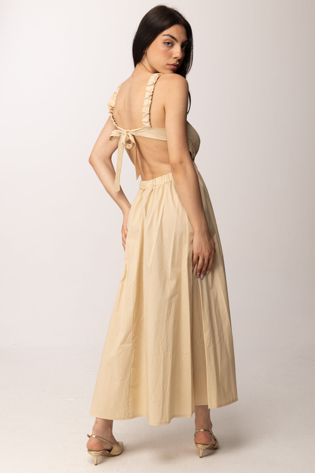 Khloe Femme Abito Lungo con Cut-out e Scollo Sul Retro 52855 BEIGE