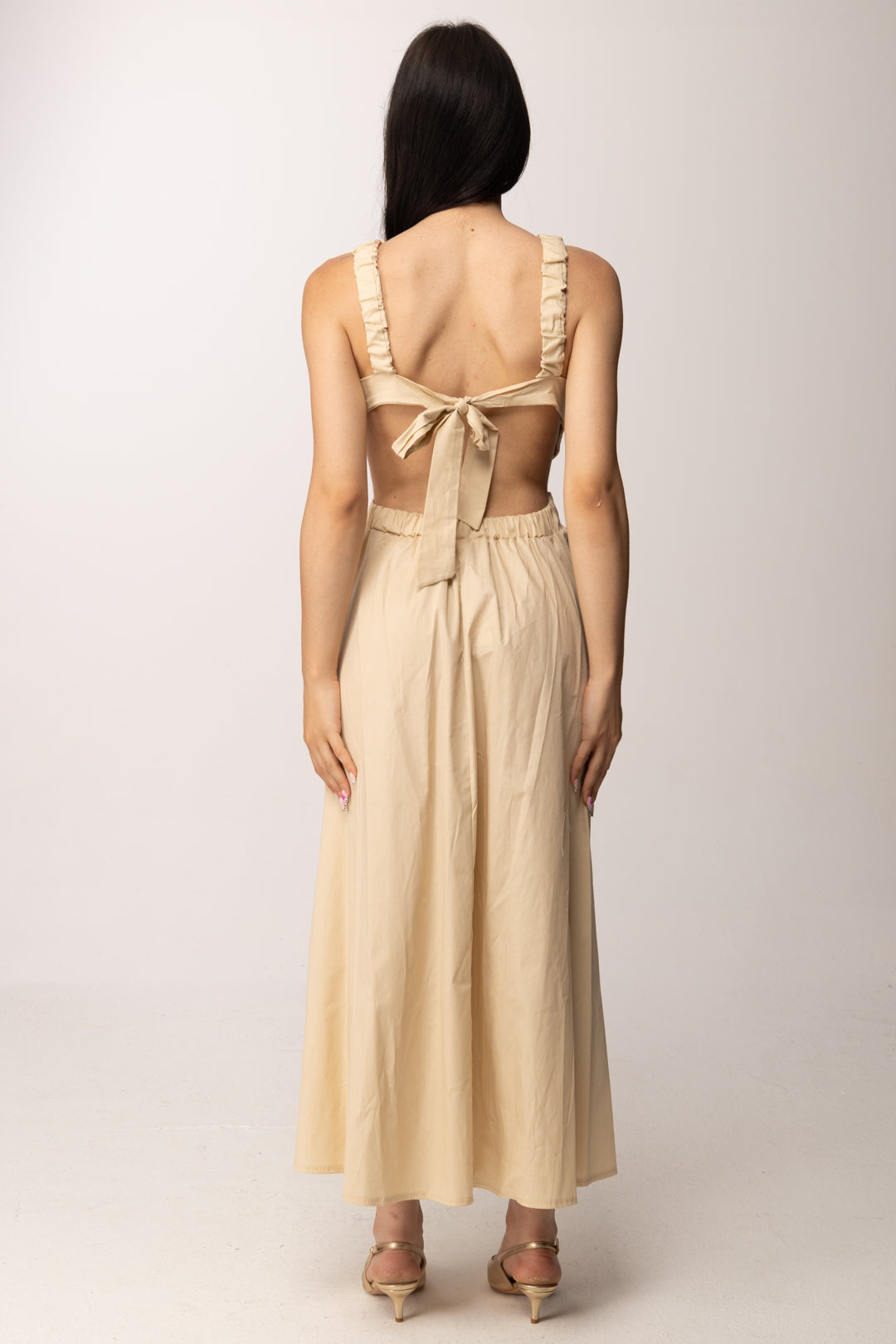 Khloe Femme Abito Lungo con Cut-out e Scollo Sul Retro 52855 BEIGE