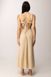 Khloe Femme Abito Lungo con Cut-out e Scollo Sul Retro 52855 BEIGE