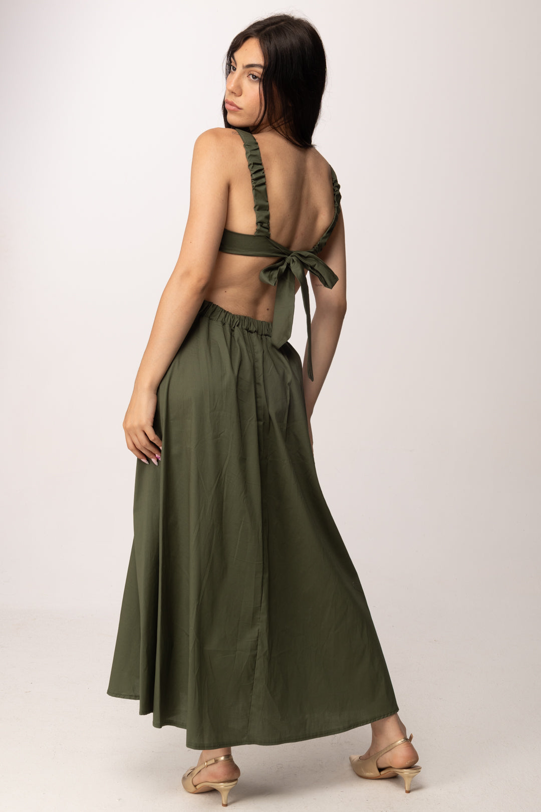 Khloe Femme Abito Lungo con Cut-out e Scollo Sul Retro 52855 VERDE