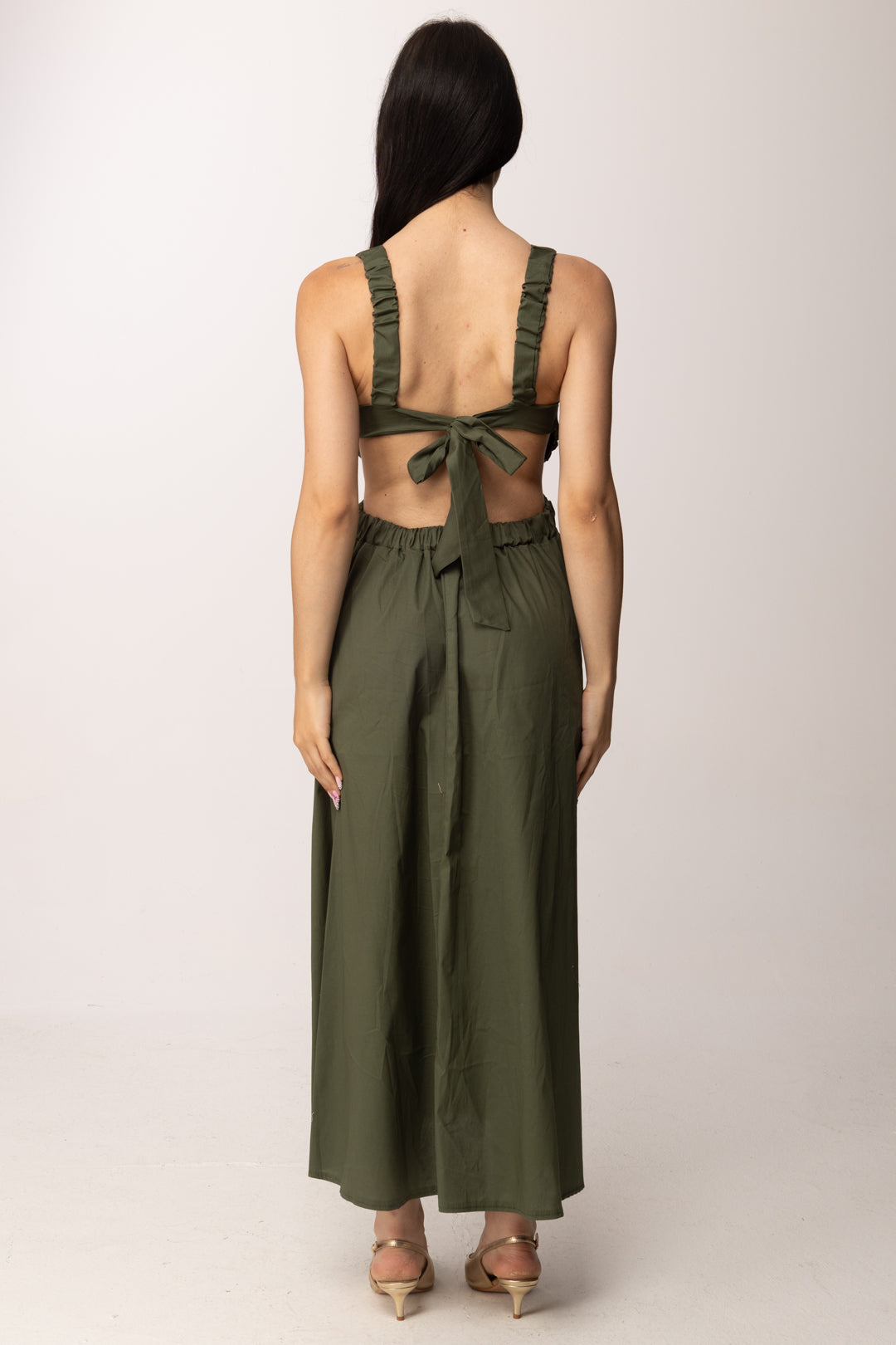 Khloe Femme Abito Lungo con Cut-out e Scollo Sul Retro 52855 VERDE