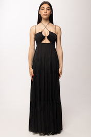 Patrizia Pepe Abito Lungo con Cut-out e Spalline Sottili 2A3065 A772 NERO