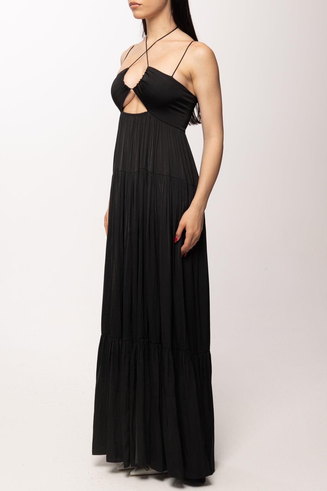 Patrizia Pepe Abito Lungo con Cut-out e Spalline Sottili 2A3065 A772 NERO