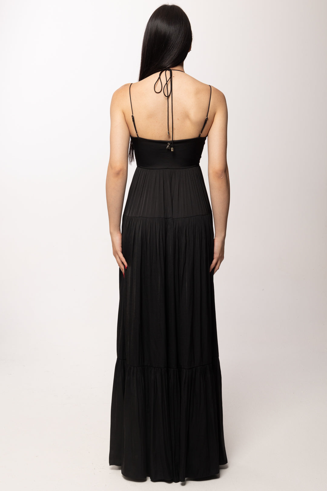 Patrizia Pepe Abito Lungo con Cut-out e Spalline Sottili 2A3065 A772 NERO
