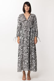 Gina Abito Lungo con Doppia Arricciatura GI120106-A BIANCO-NERO