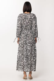 Gina Abito Lungo con Doppia Arricciatura GI120106-A BIANCO-NERO