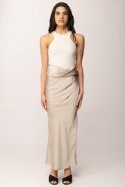 Patrizia Pepe Abito Lungo con Drappeggio In Vita 8A1656 A269 WARMIVORY/CLOUDGRA