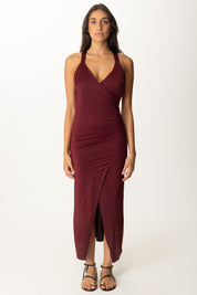 Khloe Femme Abito Lungo con Incrocio Sul Retro BORDEAUX