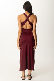 Khloe Femme Abito Lungo con Incrocio Sul Retro BORDEAUX