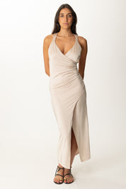 Khloe Femme Abito Lungo con Incrocio Sul Retro SABBIA